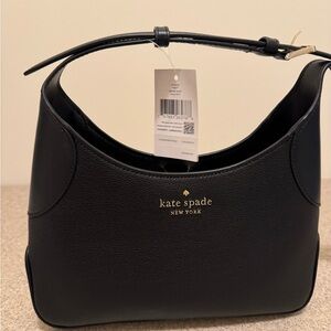 kate spade Black Pebbled Leather Shoulder Bag with Gold Logo